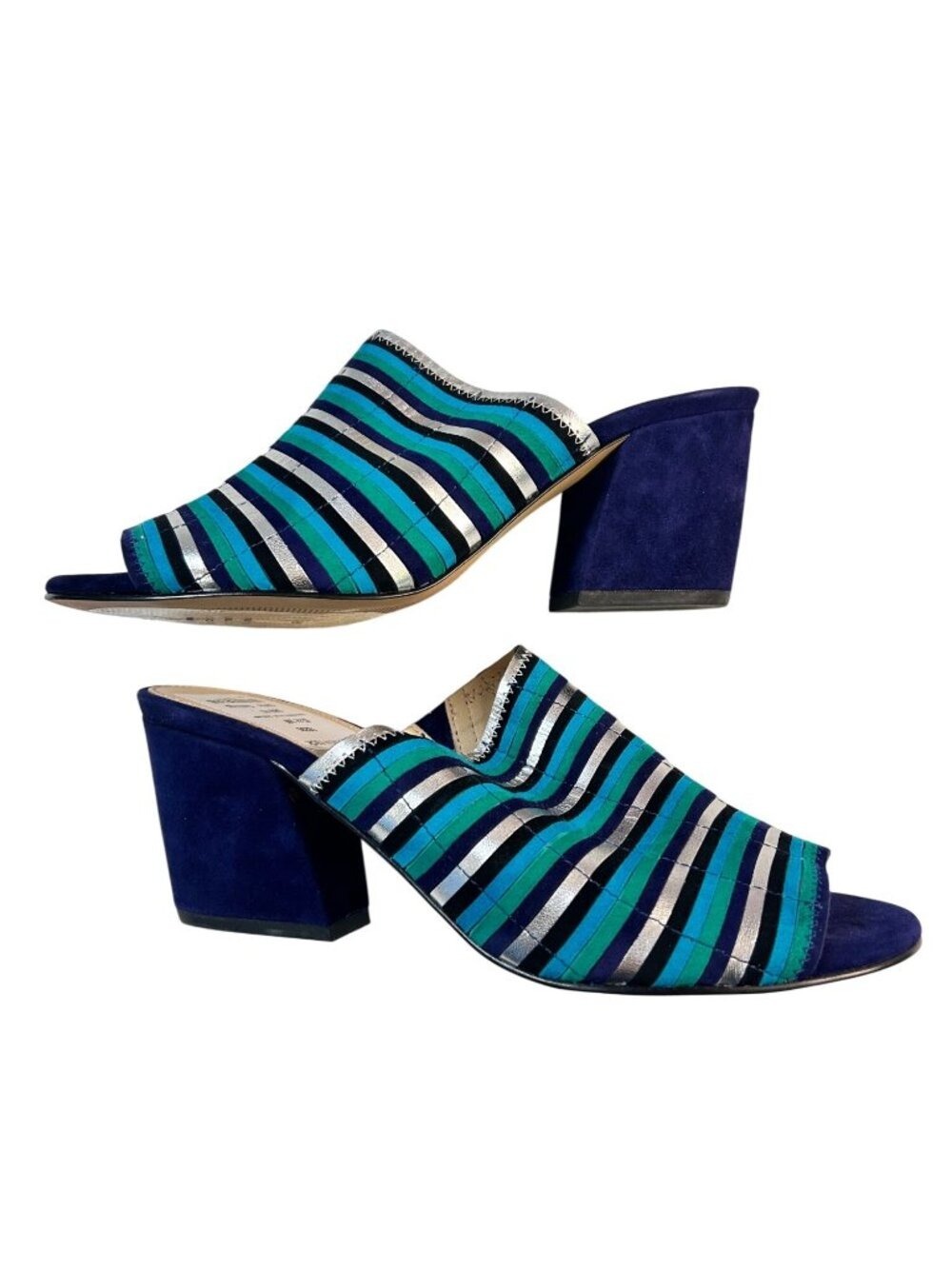 NEW Botkier POSIE Strip Mule Block Slip On Suede Heels Sandals Sz 9 $148